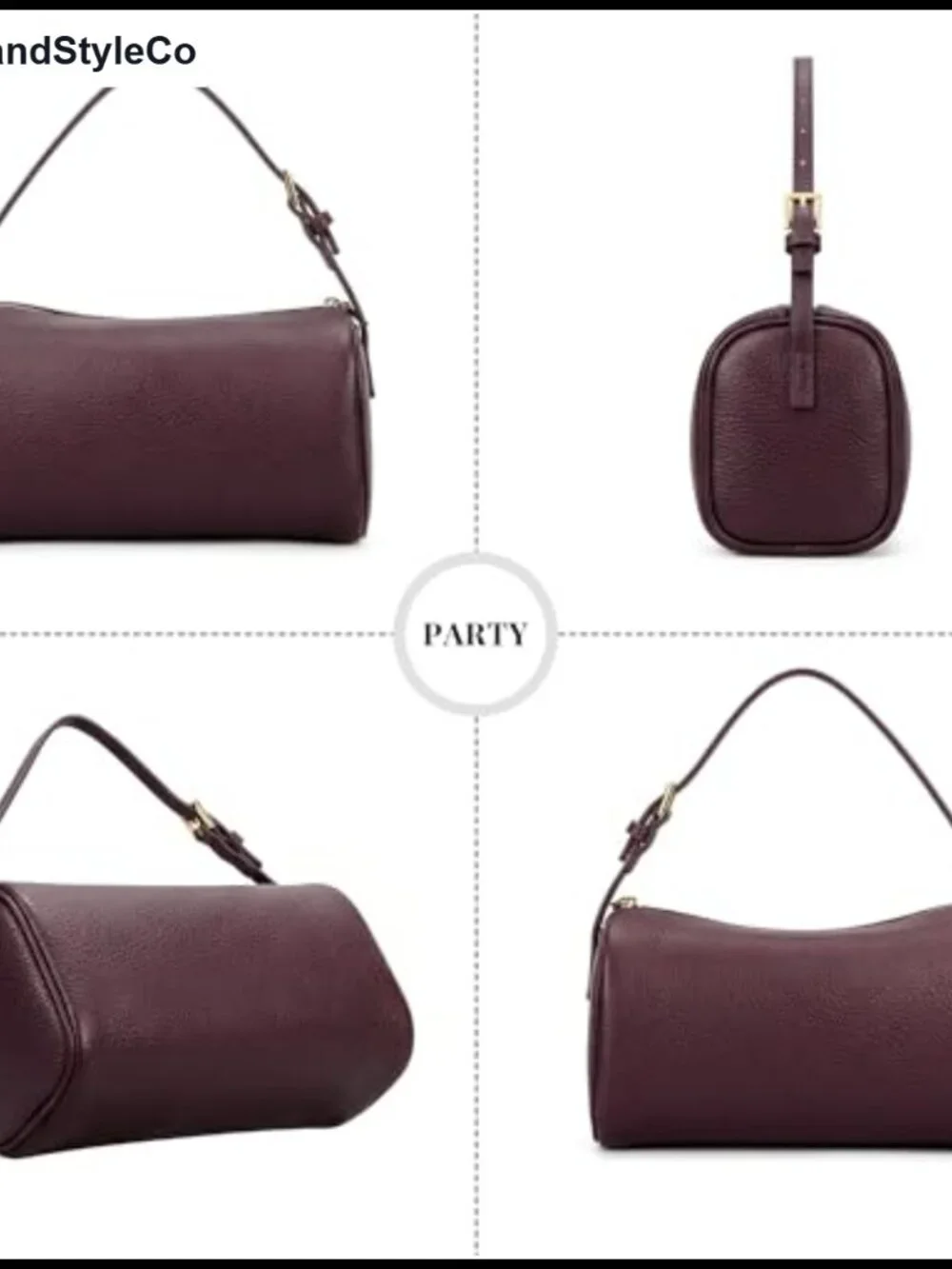 Vegan Leather Mini Barrel Hobo Bag Crossbody Adjustable Strap